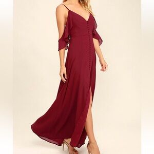 Lulu’s You Found Me Wine Red Maxi Dress, Size S